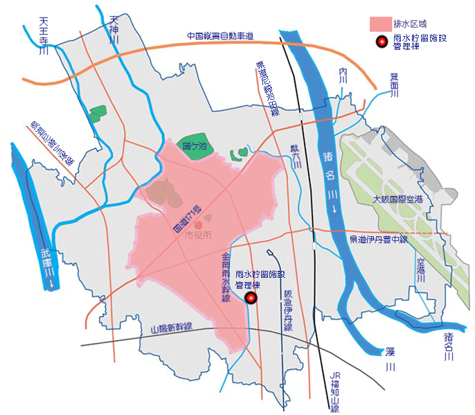 金岡雨水幹線の排水区域